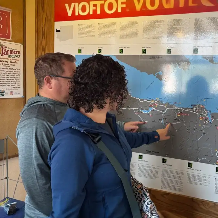 Looking over a map of the Olympic Peninsula.